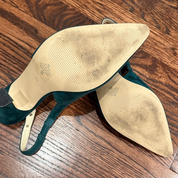 Nine West Teal Slingback Heels with Gold Accents - Picture 5 of 5